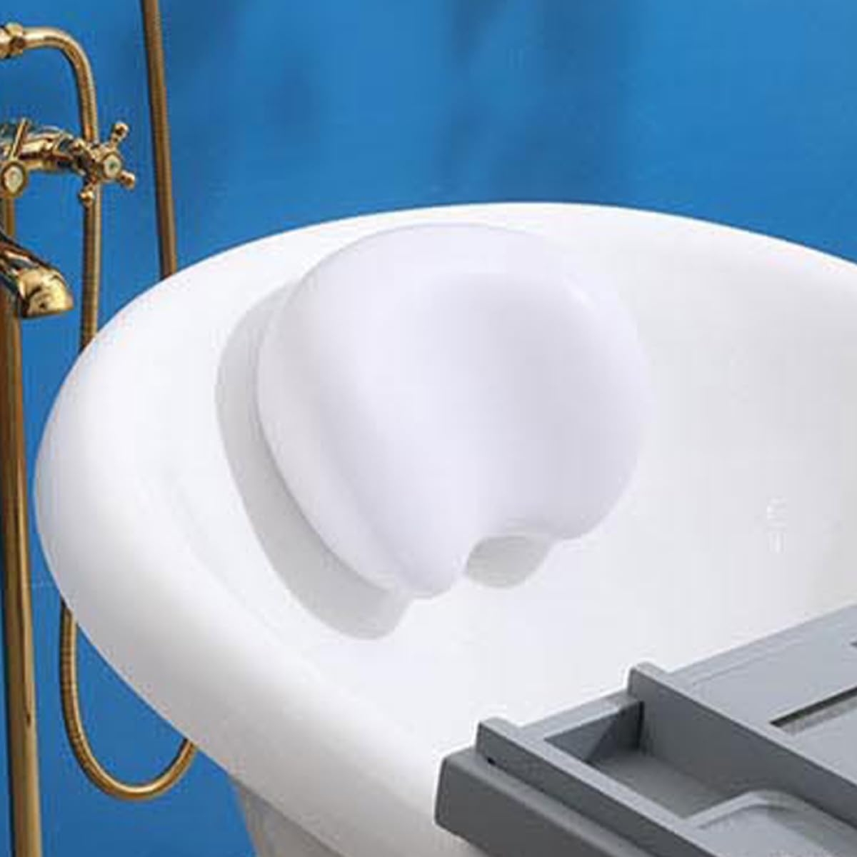 NOLITOY Almohada de Bañera de PU de Color Blanco Ventosas, Cómoda para Reposacabezas, Soporte para Cabeza, Cuello y Hombros, Adecuado para Baño y SPA