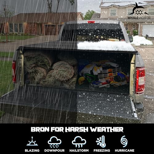 Image of Hard Folding Truck Bed Tonneau Cover Compatible with Ford Ranger 2019 2020 2021 2022 2023 2024 2025 2026 5 ft Short Box, Tri Fold Style