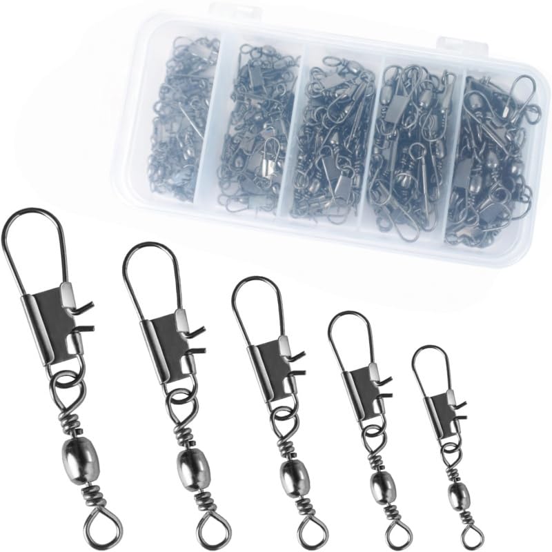 Mounteps Fishing Swivels And Clips, Safety Snap Swivels Fishing Tackle For Quick Change, Hooks To Line Connectors (2# 4# 6# 8# 10#)