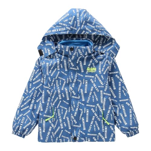 Kids Rain Jacket Fall Winter Thick Warm Fleece Lined Light Jackets Boys Girls Winter Coat Windproof Waterproof Windbreaker