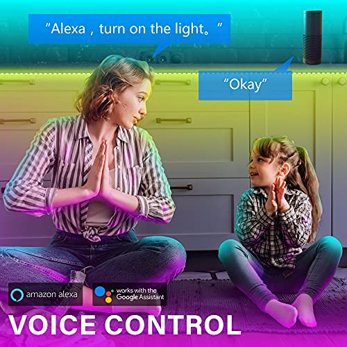GUPUP WiFi Led Lights 50ft,Tuya Smart App Controlled Led Strip Lights,Work with Alexa and Google Assistant Devices,Sound Activated Light Strip,Music Sync,Color Changing Led Lights(APP+Remote+Voice) - Image 6
