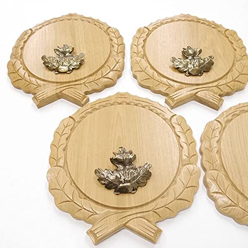 GTK Oferta 5 placas de cuña talladas de roble claro AF 19 cm con 5 hojas de roble, portada grande, cuña, tabla de especias, cartel trofeo.