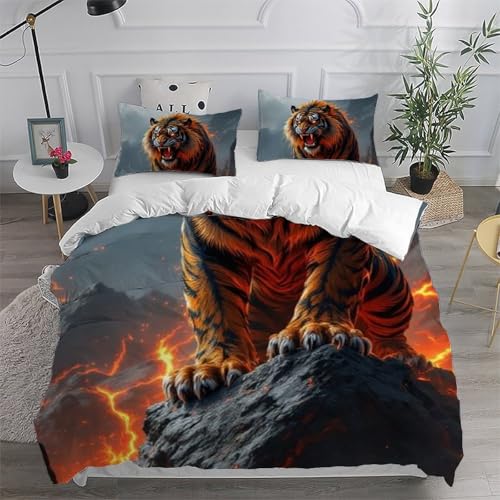 Housse de couette double Golden Tiger en microfibre imprimé 3D avec taies - 6