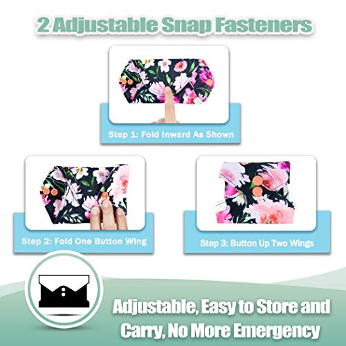 Image of wegreeco Reusable Menstrual Pads - Reusable Sanitary Pads | Panty Liners | Soft Cloth Menstrual - 6 Pack with 1 Cloth Mini Wet Bag (Large, Flower 02