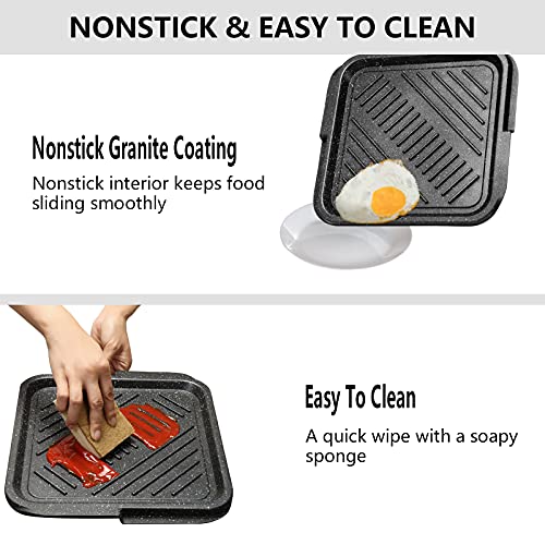 Eslite Life 10.5 Inch Nonstick Reversible Griddle & Grill Pan, Pfoa Free #TOP2