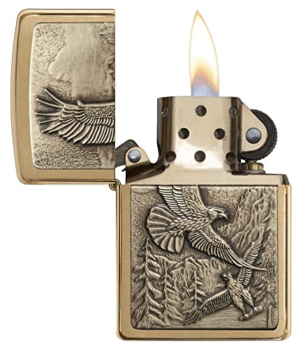 Zippo Lighter - Personalized Message Engraved on Backside Americana Eagle Prey USA Flag Patriotic (Brushed Brass #20854) - Image 4