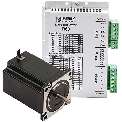 RTELLIGENT Nema 23 Stepper Motor and Driver Kit 2 Phase 3.0NM 57x57x100mm 8mm Shaft Step Motor for CNC Mill Lathe Router Cover