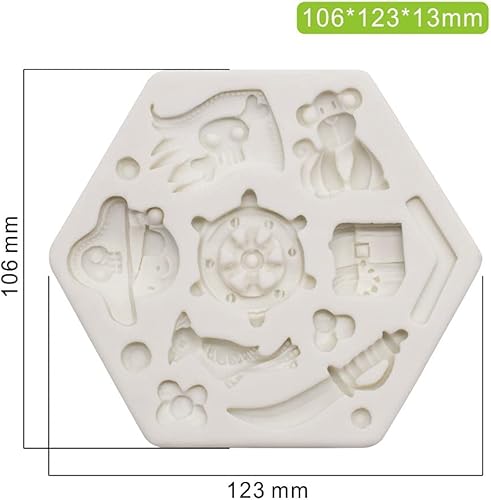 Miniatura 2 de Cofre del tesoro con temática pirata, bandera pirata, mono, loro, moldes de silicona para hacer dulces de fondant, molde de chocolate, postres,
