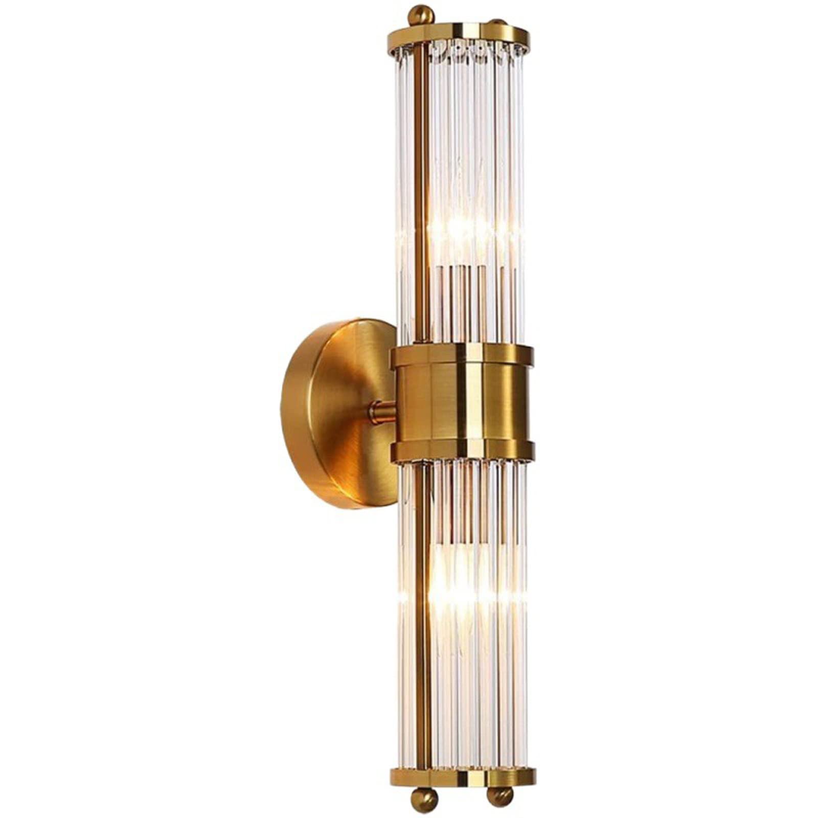 HXYSXHJUO Wall Mounted Lighting Fixture, Modern Glass Cylinder Lamp E14 Brushed Brass Sconce for Bathroom Bedside Porch Corridor