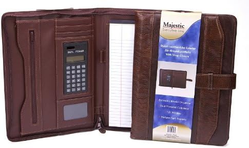 Majestic Goods Business Portfolio Binder Strap Closure Document Organizer Calculator & Business Cards Pockets, Letter Notepad Holder Vegan Leather (45-857)