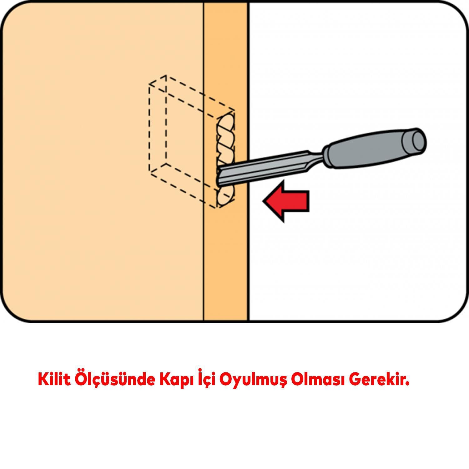 Badem10 Dar Kilit Standart Pvc Ahşap Kapı Gömme Kilit Gövde Kilidi Gövdesi Silindirli Barelli Yale 20 Mm