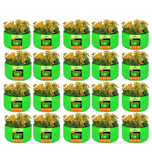 Image of Kingwell grow bags 12x9 inch pack of 20 Grow Bag For Terrace Garden Leafy Vegetable Plant Grow Bags Fruits Growing Containers For terrace Gardening