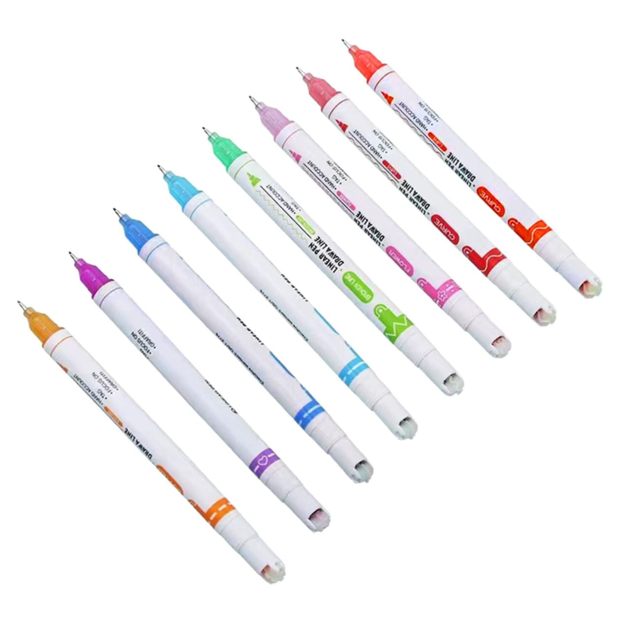4 Ensembles Stylo Double Courbe Stylo De Peinture Domestique Stylos Courbes Stylos À Bille Stylo pour Scrapbooking Stylo Courbe Multicolore Stylo De Contour Plastique 8 Pièces * 4