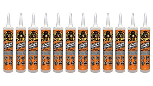 Gorilla Heavy Duty Construction Adhesive, 9 ounce Cartridge, White, (Pack of 12)