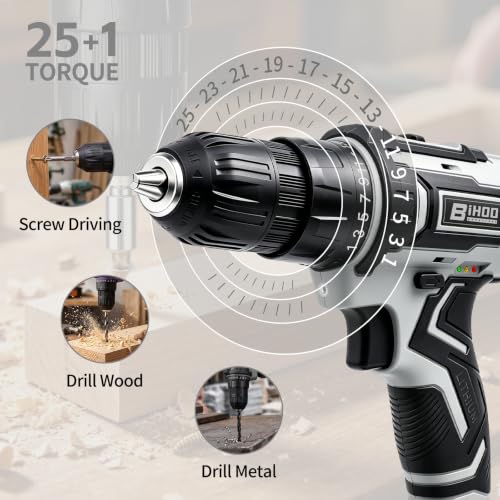 Image of Cordless Drill Set,20V Drill Driver with Battery and Charger,3 /8-Inch Keyless Chuck, Variable Speed,with Drills Bits Set,Gray