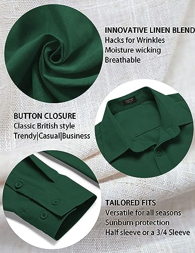 COOFANDY Men's Linen Casual Long Sleeve Shirts Button Down Summer Beach Shirt4