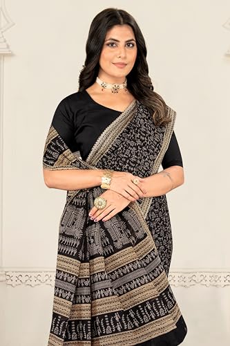 Image of TAMAIRA FASHION Mulmul Pure Cotton Saree For Woman Warli Printed |Office Wear Daily Wear Sarees For Women Without Blouse Piece(Available in 16 Colours)