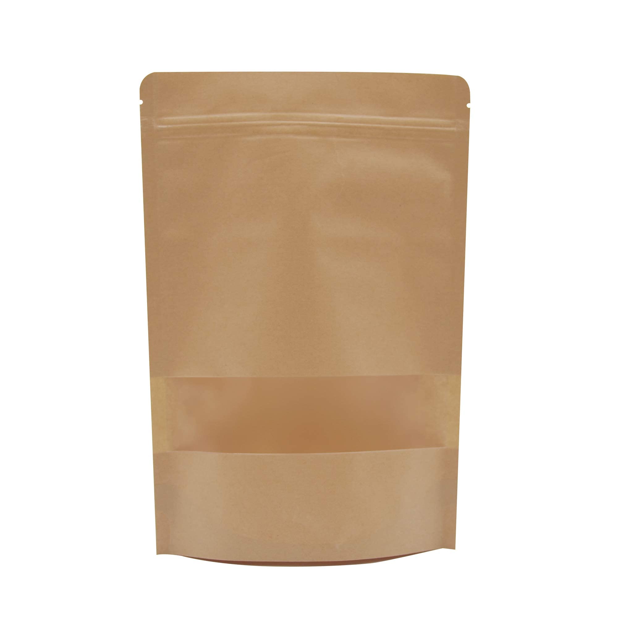 Aibaobao Brown 50Pcs Kraft Paper Zip Lock Food Bag, 18X26cm Stand Up Reusable Sealing Pouches, Food Pouches Transparent Window For Candy Coffee Beans Storage, Tea, Nuts, Seeds, Dried Fruits, Snacks, Cookie