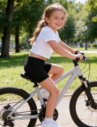 Image of Somaibo 3 Pack Girls Bike Shorts Kids Cartwheel Under Dress Cotton Short | Girl Biker Shorts Dance Tumble Gymnastic Short