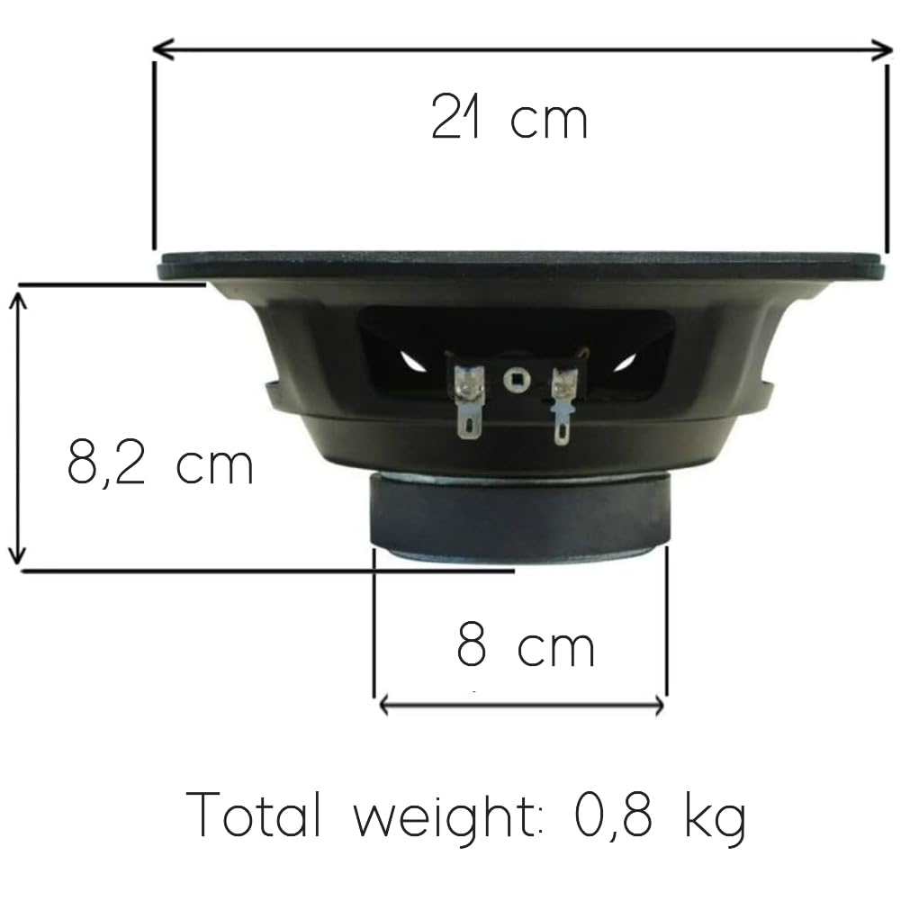 KIT SET PER KORES AUDIO M-88 1 altoparlante diffusore woofer 20 cm 200 mm 8" diametro, 75 watt rms 150 watt max, impedenza 8 ohm, sensibilità 92 db, per casa, 1 pezzo