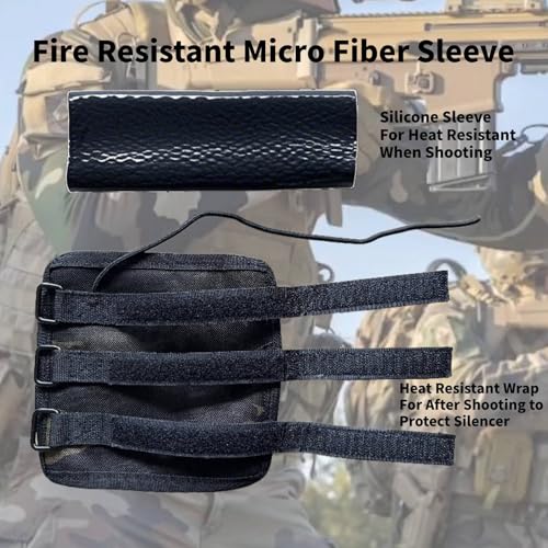 NITIIKA 6 inch Suppressor Cover with Burn Proof Micro Fiber Sleeve, Heat Resistant Inner Fiberglass & Silicon Lining? Suppressor Wrap, Flame-Retardant Cover Protective Sleeve for Suppressor