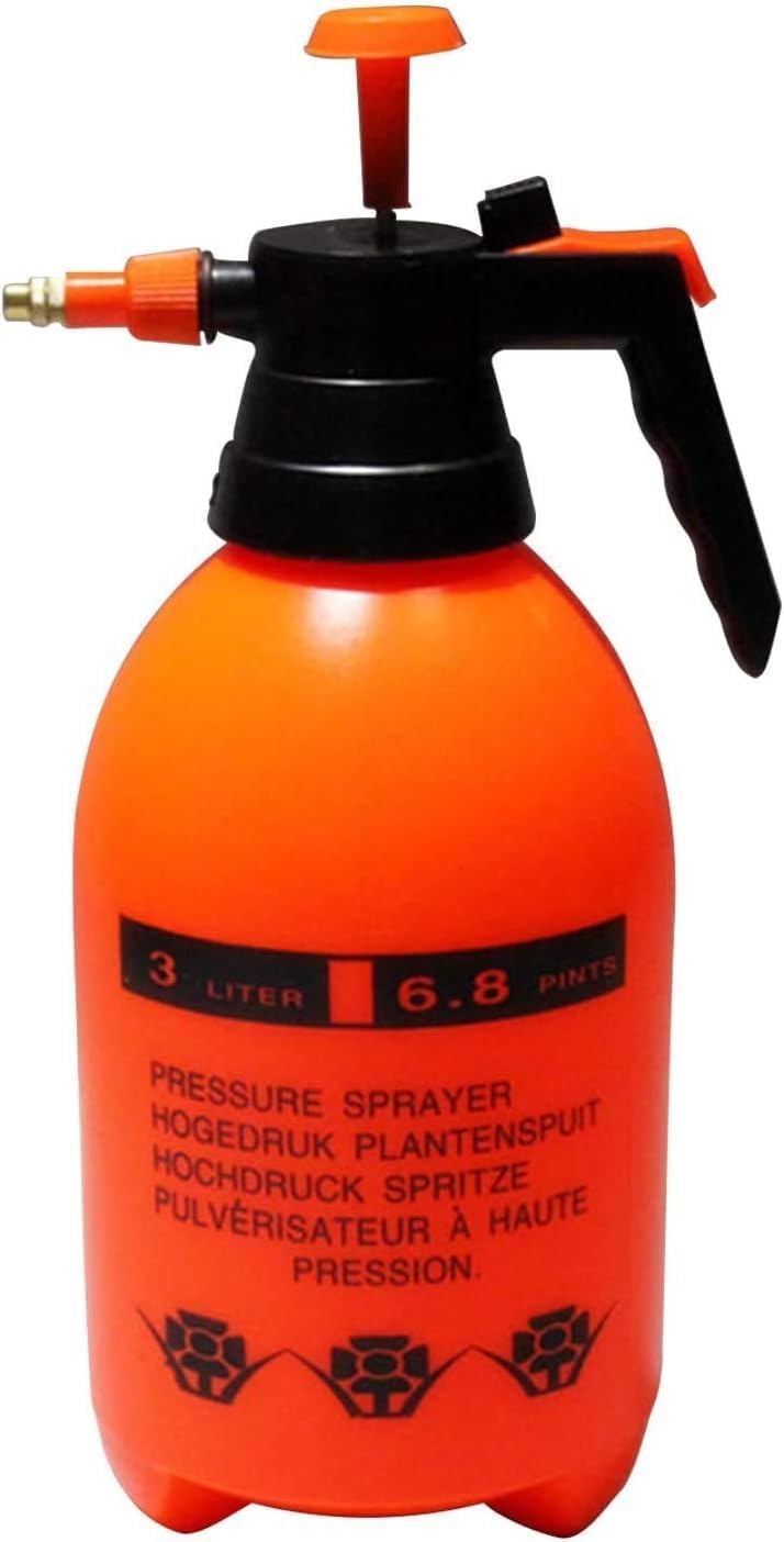 3L Pneumatic Spray Bottle, Orange, Handheld, Polypropylene (PP) & Plastic, Watering Can with Adjustable Pressure Nozzle, Household Plants & Flowers Sprayer