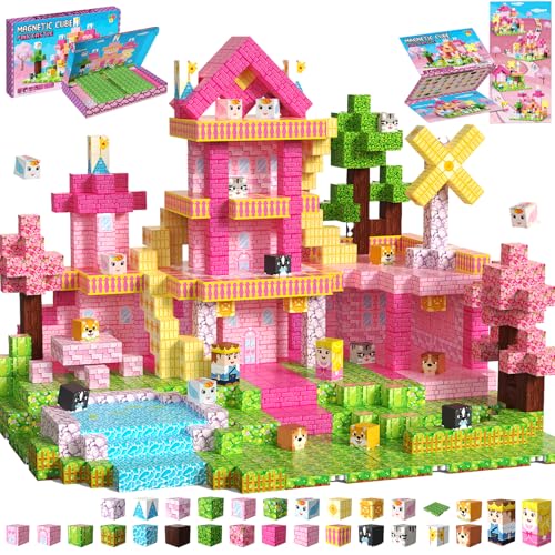 powerful xishan 150 PCS Magnetic Blocks Magnetic Building Blocks Cubes Princess Magnet Toys for Kids Ages 3+ Magnet Blocks with 4 Bottom Plate for Girls STEM Toys & Ideal Christmas Birthday Gift