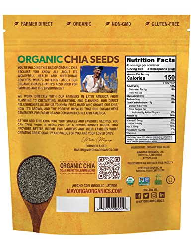 Mayorga Organic Raw Chia Seeds, 3lb | Plant-Based Omega 3, Vegan Protein & More