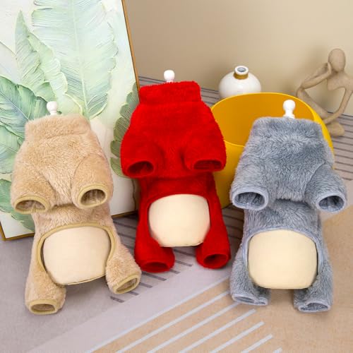 Izefia Hund Pullover Kleidung Fleece Wolle Onesie Winter Warm Schweiß Hemd 4 Beine Pyjama Trendy Haustier Gesicht Muster Pullover für Kleinen Hund Mittlere Katze