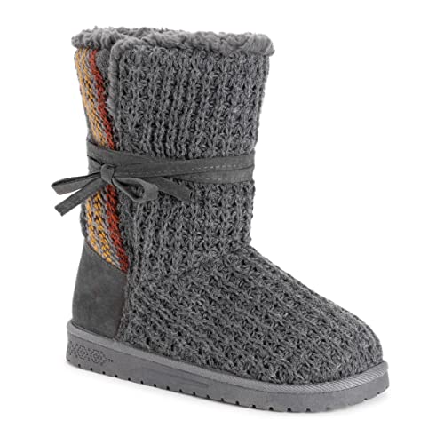 MUK LUKS Women's Clementine Boot, Grey Plaid, 8