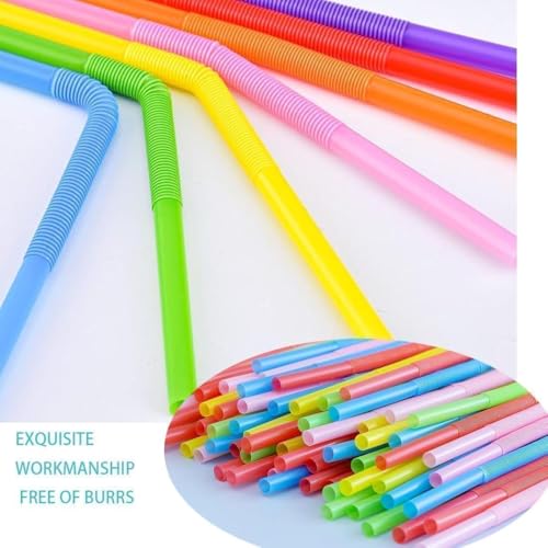 100 Pitillos de Plástico Flexibles de 32.5 cm Colores Vivos miniatura 2