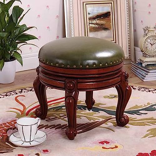 Repose-Pieds en Cuir rembourré vintage et tabouret de salon en bois - 2