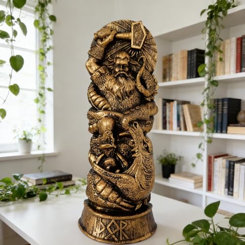 Estatua Decorativa de Resina Mitología Nórdica Thor miniatura 5
