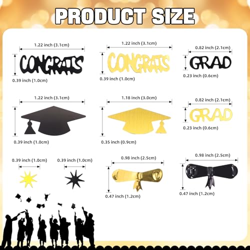 Image of Gold and Black Graduation Confetti 2026, 1000 Pcs Class of 2026 Table Centerpiece Grad Confetti for 2026 Graduation Party Decorations Supplies