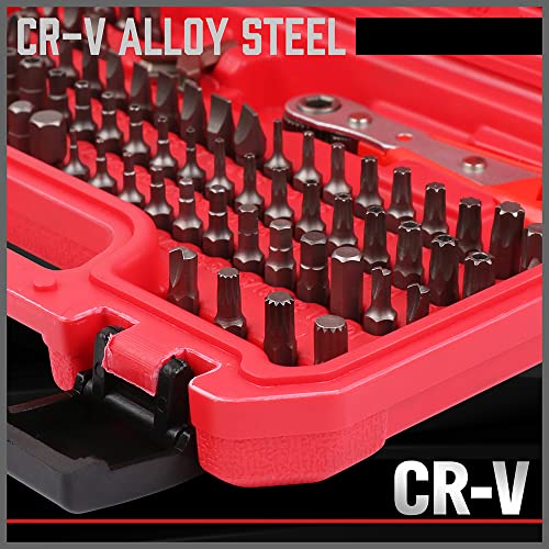 112-Piece Ultimate Security Bit Set, Premium Screwdriver Bit Set With Ratchet Wrench, Tamper Proof Bit Set, Phillips, Pozi, Slotted, Hex, Torx, Square, Xzn, Spanner, Torq, Triwing, Security Bits Set #TOP3