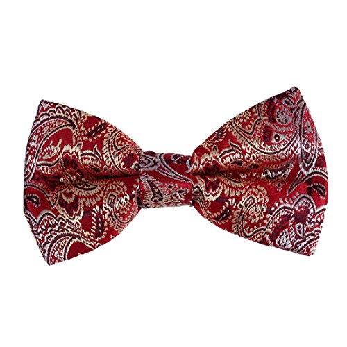 Red,Burgundy,Khaki Mens Bowtie Floral Print 25.6"-Neck-Size Clip-On Adjustable Pre-Tied Bowtie DBD7B05C Dan Smith Microfibers Red