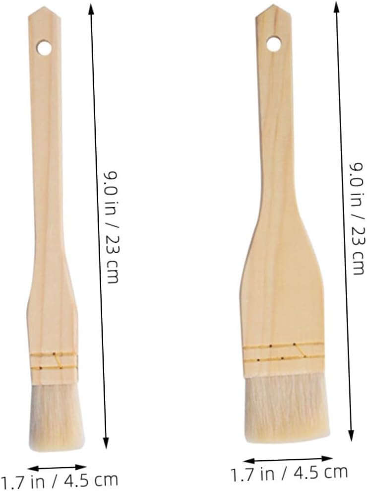 4pcs Wooden Wool Basting Brush with Long Handle for Cooking