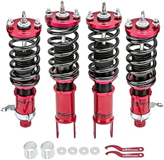 maXpeedingrods Coilover Adjustable for Honda Civic 1989-2000 CRX 1989-1991 Delsol 1993-1997 for Acura Integra 1994-2001, 24 Level Adjustable Damper Spring Shock Absorber, Suspension Kit Strut Red
