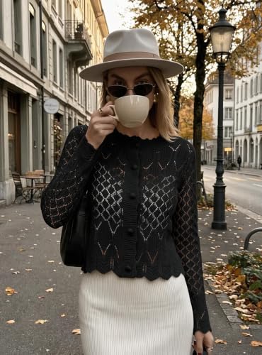 Simplefun Fall Cardigans For Women 2026 Crop Crochet Cardigan Long Sleeve S - image 4