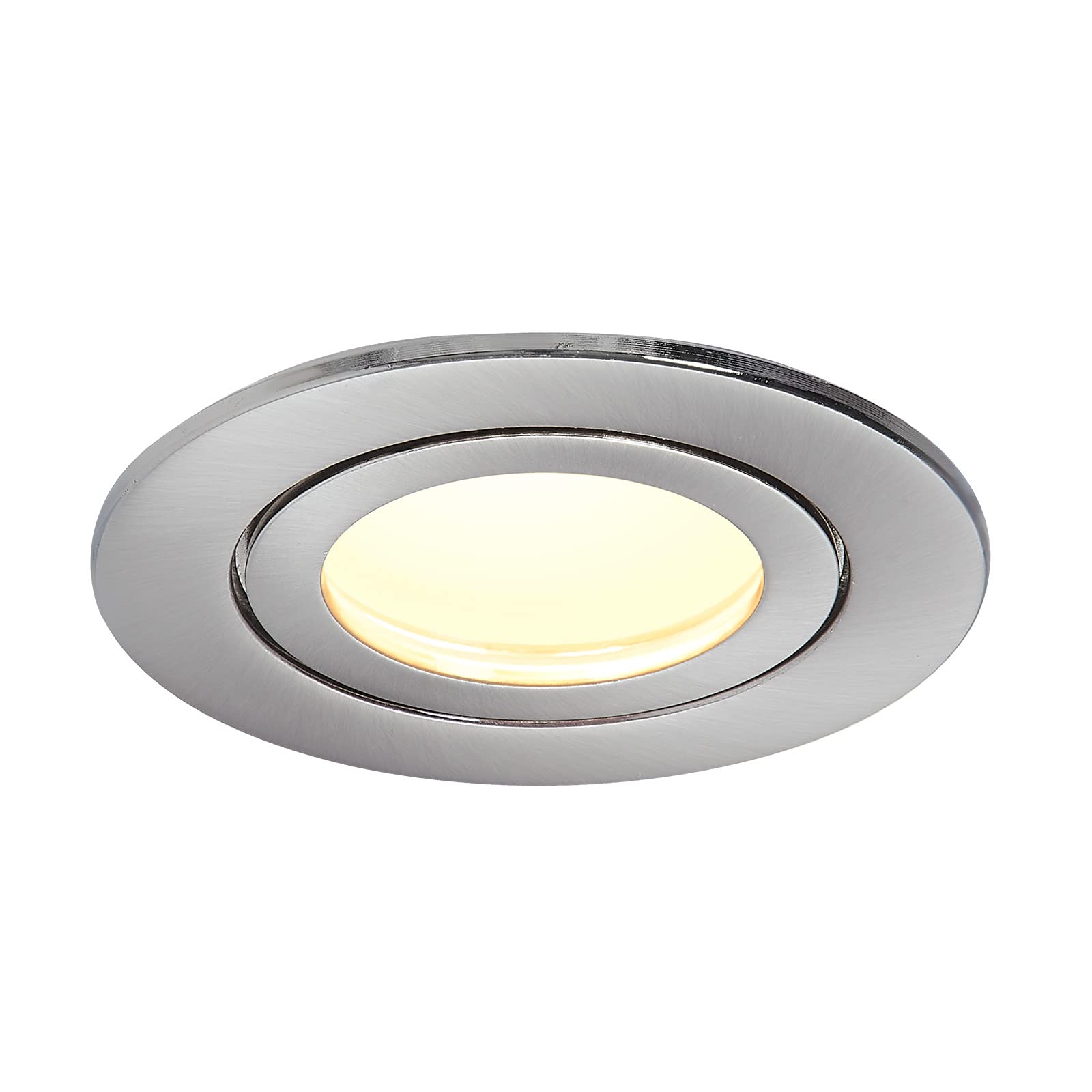 HCFEI Juego de 3 focos LED empotrables redondos, planos, 5 W, intensidad regulable, 230 V, IP44, aptos para baño, cocina, diámetro de 60 – 70 mm, orificio de perforación (plata – blanco neutro)