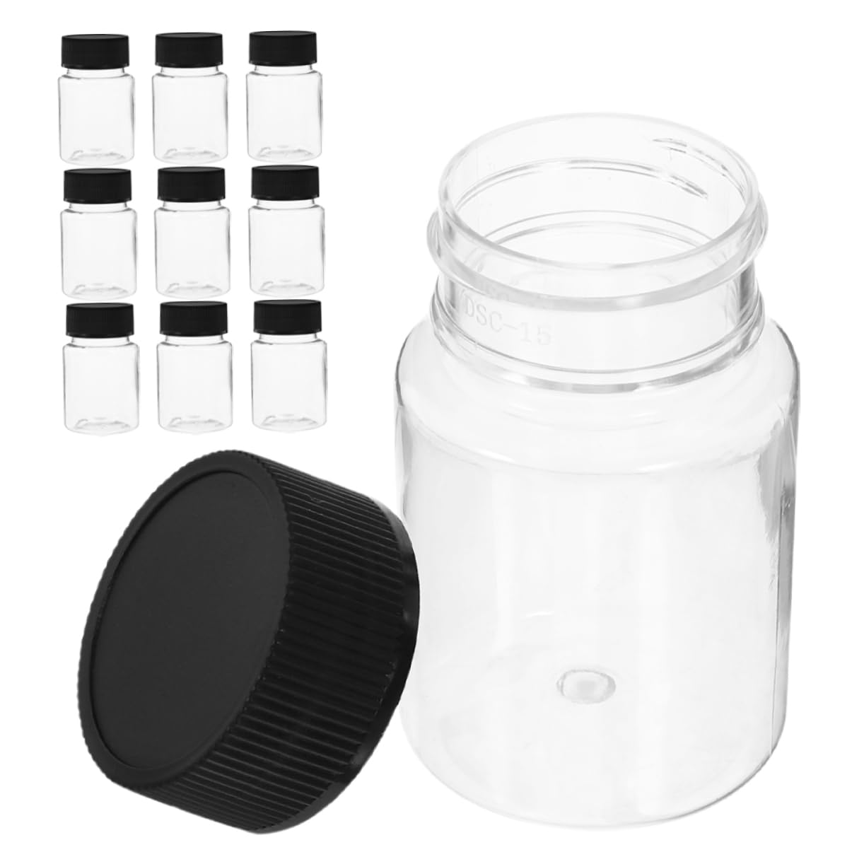 MUCKLILY 10-Pack Plastic Laboratory Bottles Lids Wide Mouth Reagent Bottles Sample Storage Secure Seal 50ml Reagent Storage Containers