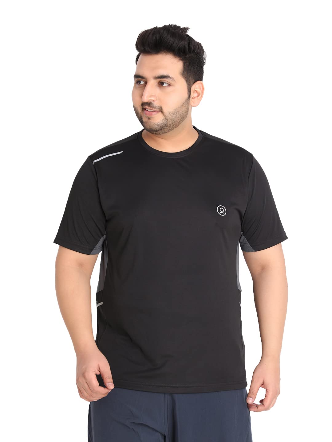 CHKOKKO Men Plus Size Solid Regular Fit Sports T-Shirt
