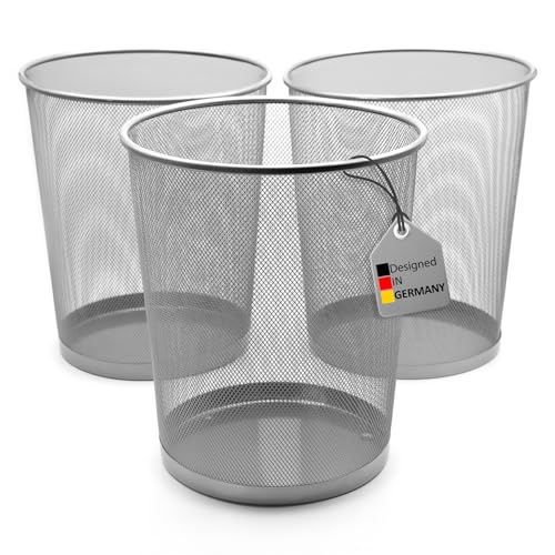 BigDean 3 Stück Silberner Draht Papierkorb