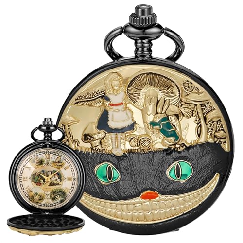 Tiong Women's Retro Pattern Pocket Watch Group Eagle Dial Roman Numerals Quartz Pocket Watches with Chain for Women's Girl's