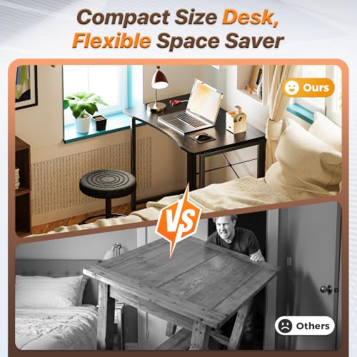 Image of Huuger Folding Desk for Small Spaces, 31.5 Inch Foldable Computer Table