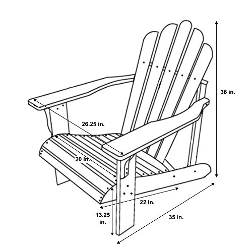 Shine Company Westport Wooden Adirondack Chair, Outdoor Patio Firepit Chairs, Back & Seat Pre-Assembled, Oak - Image 5