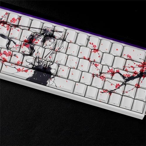 Teclas PBT de flor de ciruelo para teclados mecánicos con distribución ANSI e ISO de 61 y 64 teclas 6