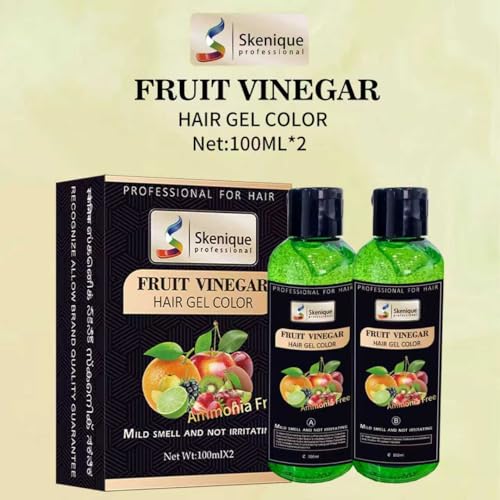 Image of Fruit Vinegar Hair Gel Color 200 ML for Men, Women Natural Hair Color Dye for Black Hair Dye (100ml x 2) - Black