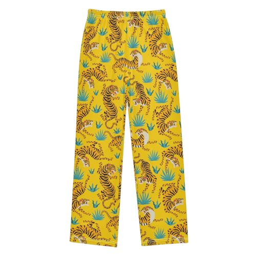 ZZXXB Wild Tigers Print Boys Long Pants Soft Trousers Elastic Waist Kids Lounge Bottoms with Pockets S-XL
