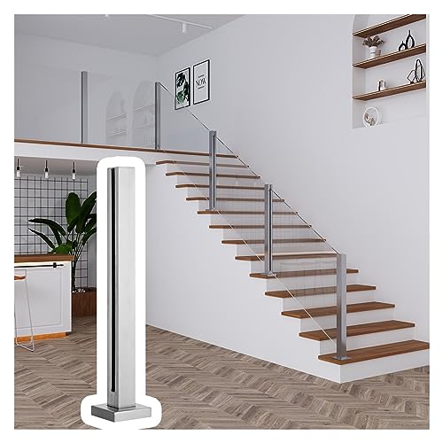 Poteau de balustrade en verre intérieur pour sécuriser un escalier moderne en inox